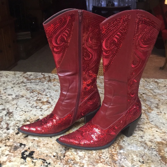 Helen’s Heart Shoes - Sequined boots size 8